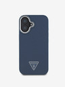 Guess Cover posteriore con logo a triangolo in grana Guess PU per iPhone 16 Blue