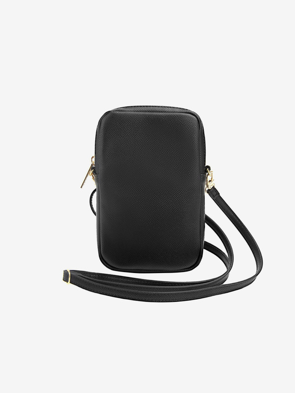 Guess Guess PU grana 4G Logo in metallo Borsa telefonica con cerniera Nero