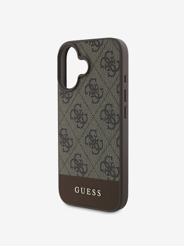 Guess Guess PU 4G Stripe Back Cover per iPhone 16 Marrone