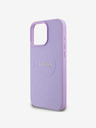 Guess Cover posteriore MagSafe con logo classico a grana grossa Guess PU per iPhone 16 Pro Max Viola