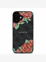 Guess Guess PU Leather 4G Roses MagSafe Back Cover per iPhone 16 Nero