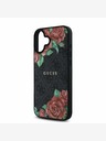 Guess Guess PU Leather 4G Roses MagSafe Back Cover per iPhone 16 Nero
