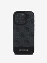 Guess Guess PU 4G Cover posteriore a righe per iPhone 16 Pro Grigio