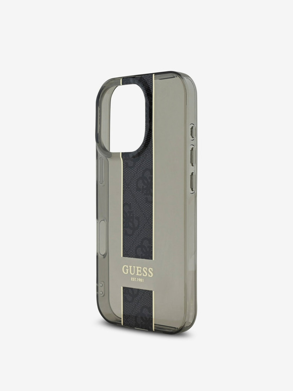 Guess Guess IML Middle 4G Cover posteriore a righe per iPhone 16 Pro Max Nero