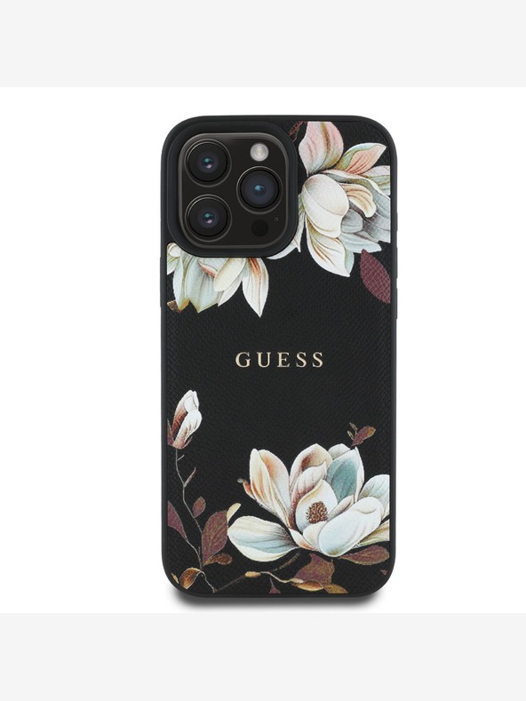 Guess Cover posteriore MagSafe Guess PU Grained Magnolia per iPhone 16 Pro Max nero