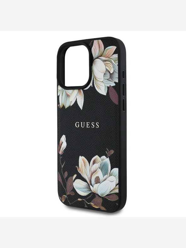 Guess Cover posteriore MagSafe Guess PU Grained Magnolia per iPhone 16 Pro Max nero
