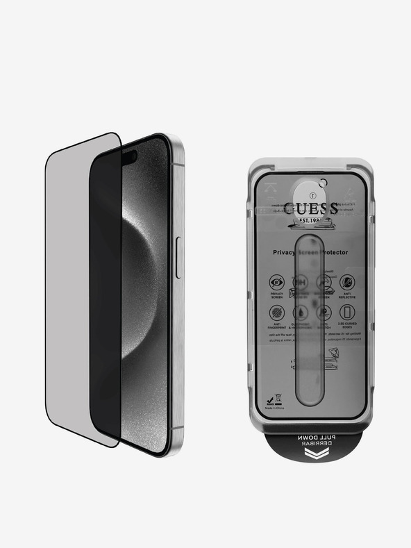 Guess Guess Vetro temperato 2.5D PRIVACY per iPhone 16 Pro Max Nero