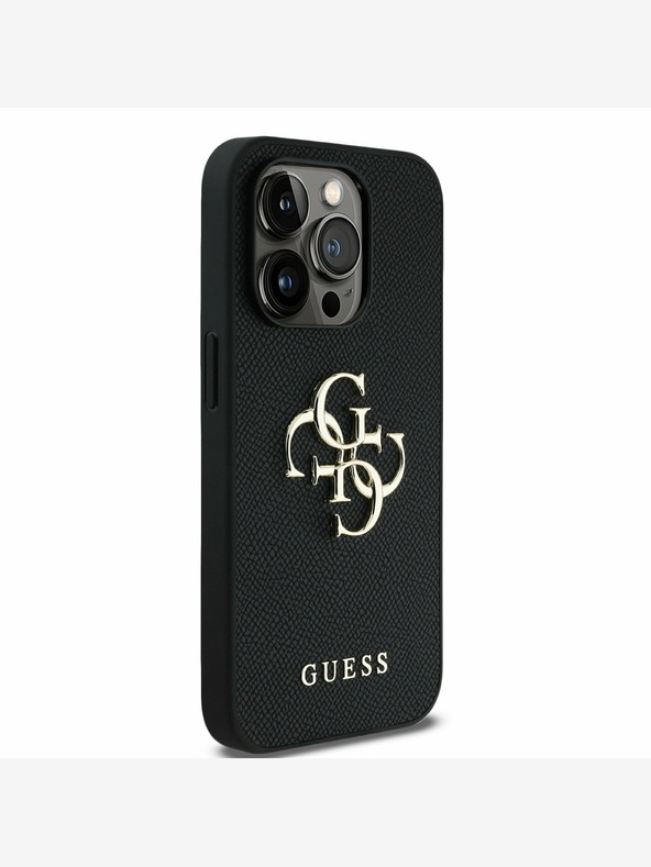 Guess Guess PU Grained 4G Metal Logo Back Cover per iPhone 13 Pro Nero