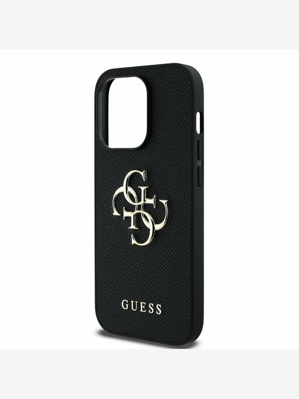 Guess Guess PU Grained 4G Metal Logo Back Cover per iPhone 13 Pro Nero