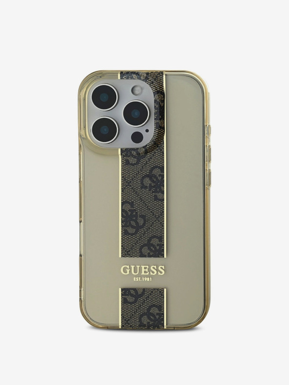 Guess Guess IML Middle 4G Stripe Back Cover per iPhone 16 Pro Brown