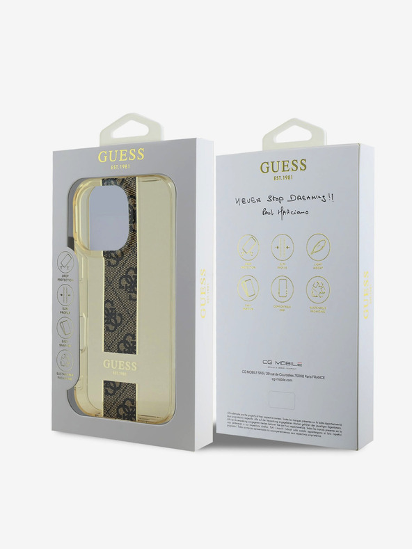 Guess Guess IML Middle 4G Stripe Back Cover per iPhone 16 Pro Brown