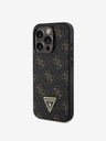 Guess Guess PU Leather 4G Triangle Metal Logo Back Cover per iPhone 16 Pro Max Nero
