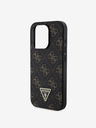 Guess Guess PU Leather 4G Triangle Metal Logo Back Cover per iPhone 16 Pro Max Nero
