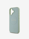 Guess Custodia posteriore MagSafe con logo classico in grana Guess PU per iPhone 16 verde