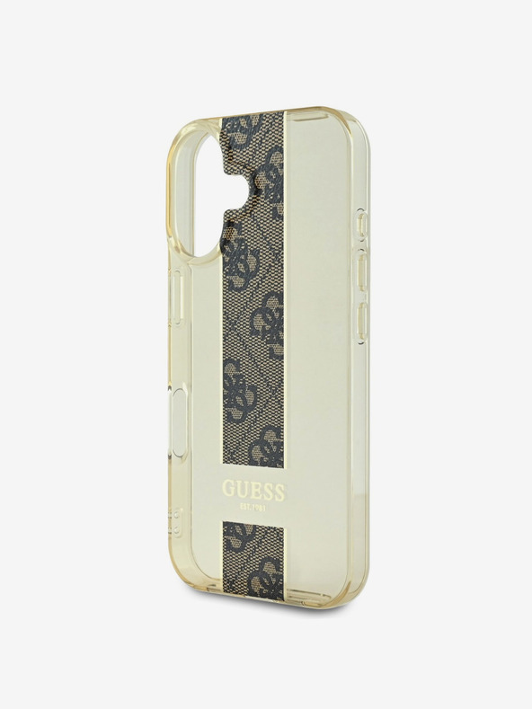 Guess Guess IML Middle 4G Cover posteriore a righe per iPhone 16 Brown