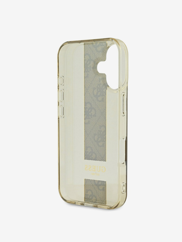 Guess Guess IML Middle 4G Cover posteriore a righe per iPhone 16 Brown