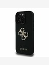 Guess Guess PU Grained 4G Metal Logo Cover posteriore per iPhone 16 Pro Max Nero