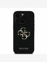 Guess Guess PU Grained 4G Metal Logo Cover posteriore per iPhone 16 Pro Max Nero