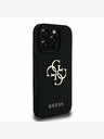Guess Guess PU Grained 4G Metal Logo Cover posteriore per iPhone 16 Pro Max Nero