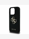 Guess Guess PU Grained 4G Metal Logo Cover posteriore per iPhone 16 Pro Max Nero