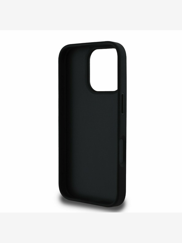 Guess Guess PU Grained 4G Metal Logo Cover posteriore per iPhone 16 Pro Max Nero