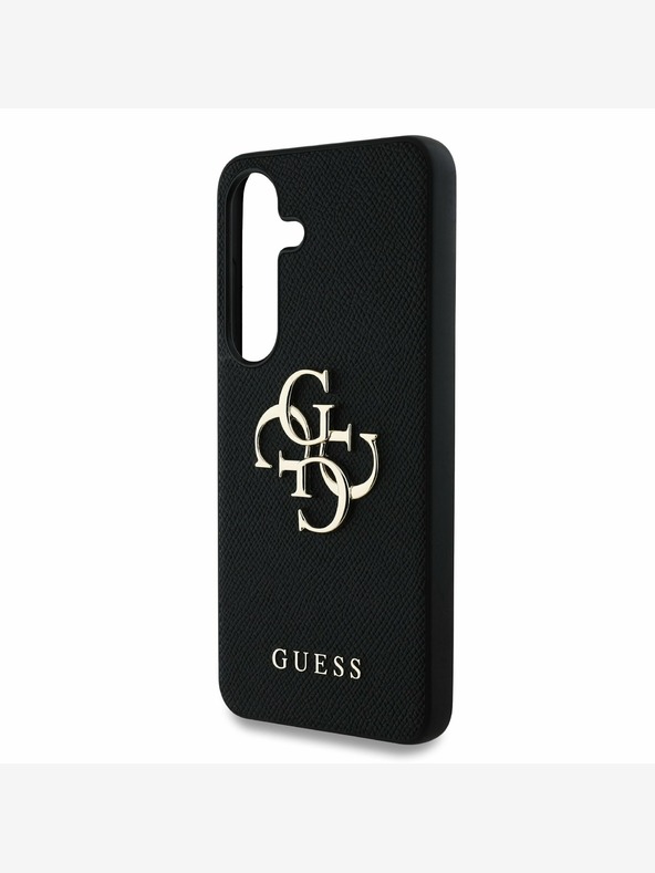 Guess Guess PU Grained 4G Logo Cover posteriore in metallo per Samsung Galaxy S25+ Nero
