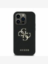 Guess Guess PU Grained 4G Metal Logo Back Cover per iPhone 14 Pro Nero