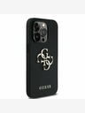 Guess Guess PU Grained 4G Metal Logo Back Cover per iPhone 14 Pro Nero