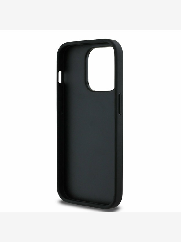 Guess Guess PU Grained 4G Metal Logo Back Cover per iPhone 14 Pro Nero