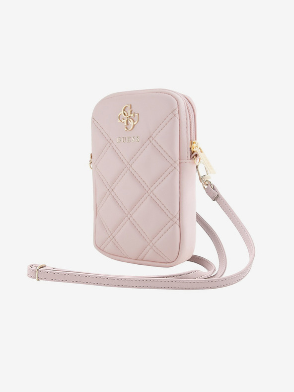 Guess Guess PU trapuntato 4G metallo Logo borsa del telefono con cerniera rosa