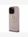 Guess Guess PU Grained 4G Metal Logo Cover posteriore per iPhone 15 Pro Max Rosa