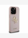 Guess Guess PU Grained 4G Metal Logo Cover posteriore per iPhone 15 Pro Max Rosa