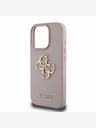 Guess Guess PU Grained 4G Metal Logo Cover posteriore per iPhone 15 Pro Max Rosa