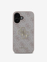 Guess Guess PU 4G Logo Cover posteriore in metallo per iPhone 16 Plus Rosa