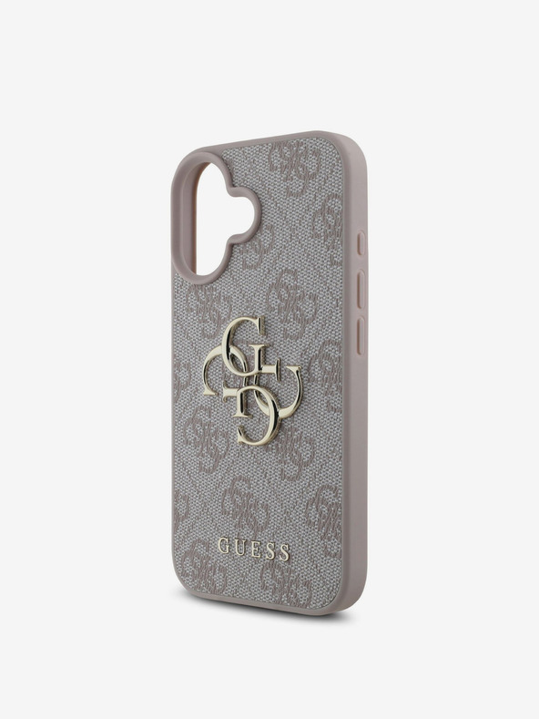 Guess Guess PU 4G Logo Cover posteriore in metallo per iPhone 16 Plus Rosa