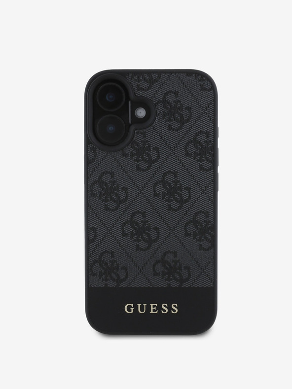 Guess Guess PU 4G Cover posteriore a righe per iPhone 16 Grigio