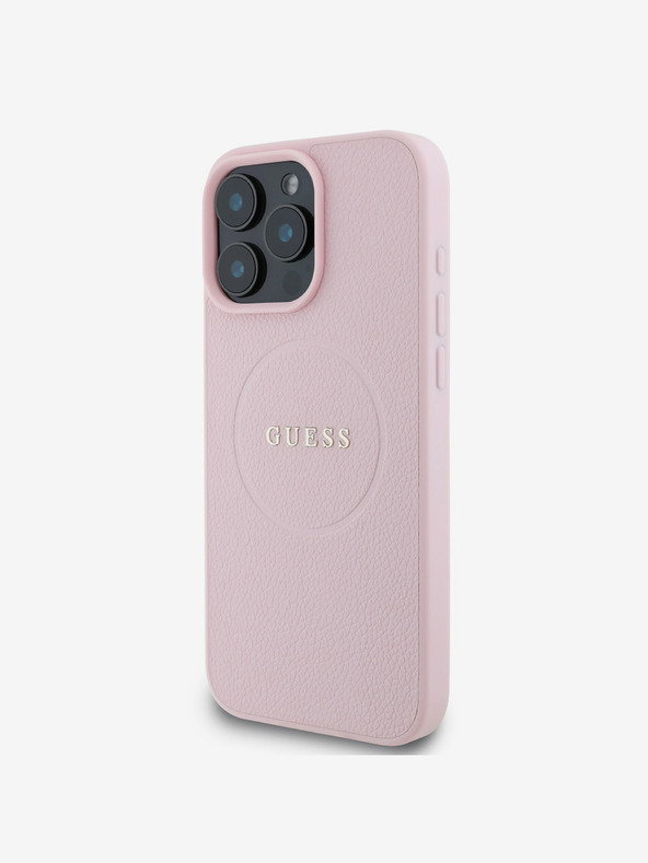 Guess Guess PU Grained Classic Logo MagSafe Back Cover per iPhone 16 Pro Max Rosa