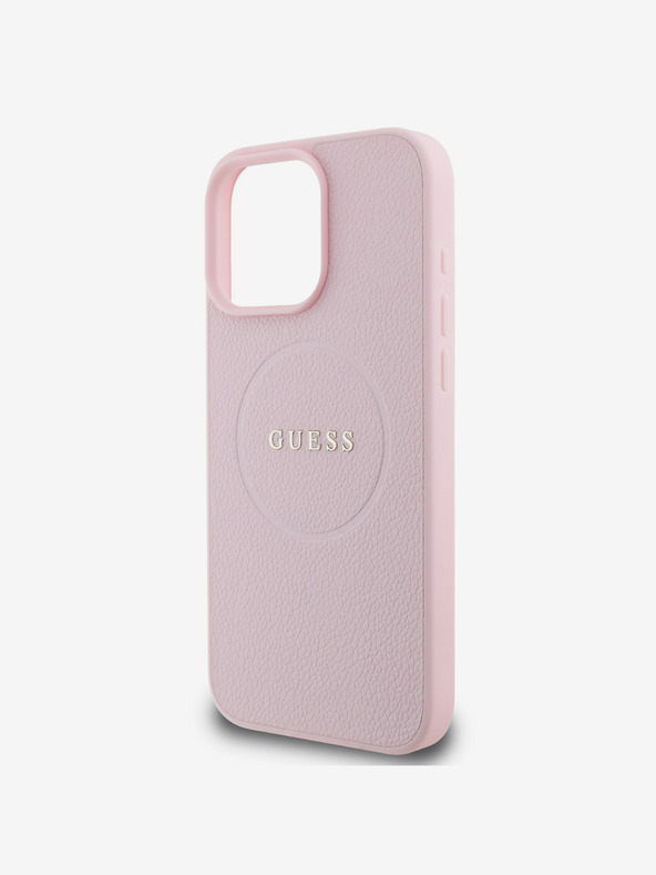 Guess Guess PU Grained Classic Logo MagSafe Back Cover per iPhone 16 Pro Max Rosa