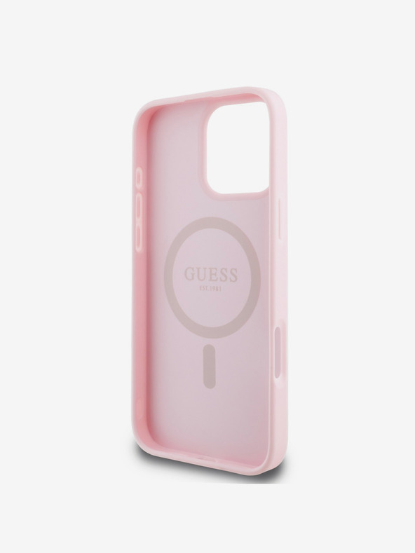 Guess Guess PU Grained Classic Logo MagSafe Back Cover per iPhone 16 Pro Max Rosa