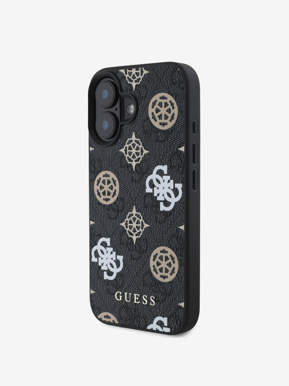 Guess Cover posteriore MagSafe Guess PU 4G Peony per iPhone 16 nero