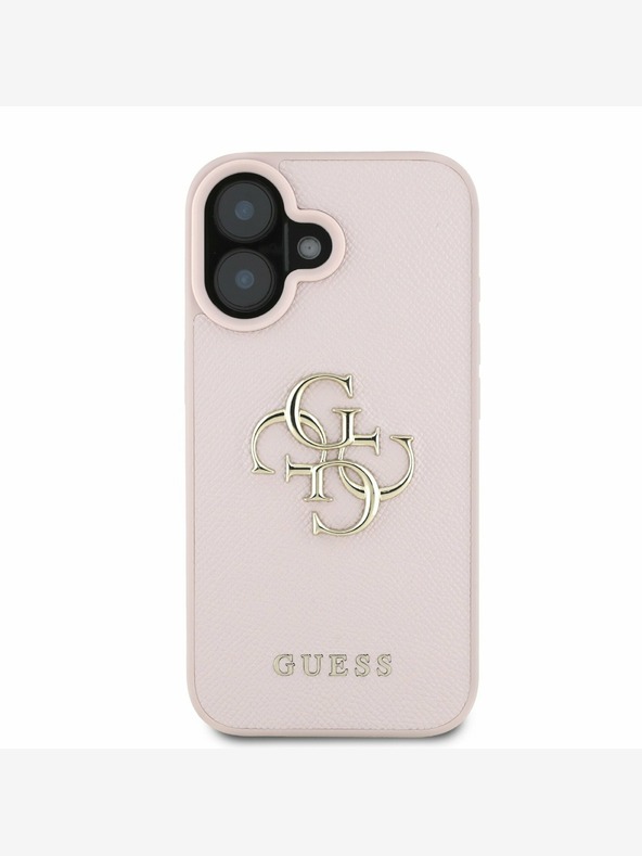 Guess Guess PU Grained 4G Metal Logo Custodia posteriore per iPhone 16 Rosa