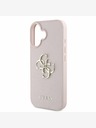 Guess Guess PU Grained 4G Metal Logo Custodia posteriore per iPhone 16 Rosa