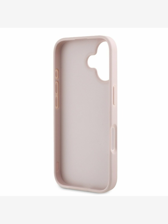 Guess Guess PU Grained 4G Metal Logo Custodia posteriore per iPhone 16 Rosa
