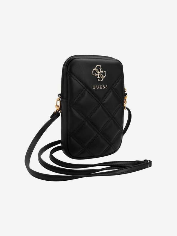 Guess Guess PU Trapuntato 4G Logo Metallo Borsa telefonica con cerniera Nero