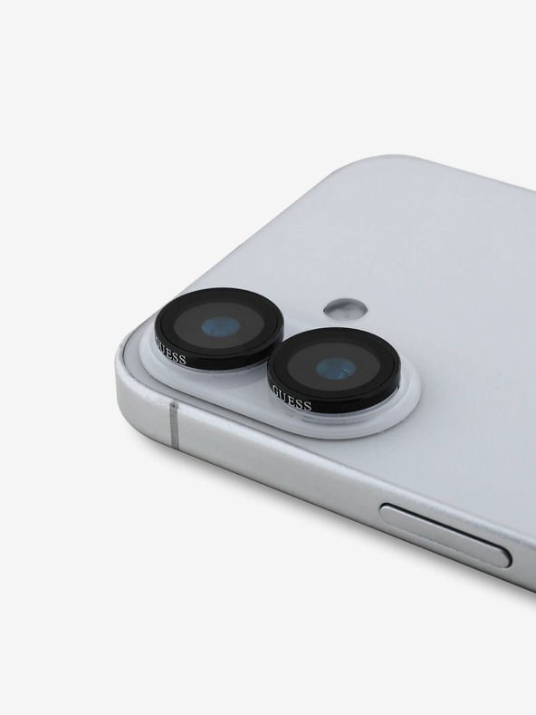 Guess Guess Lens Protector in metallo per iPhone 16/16 Plus Nero