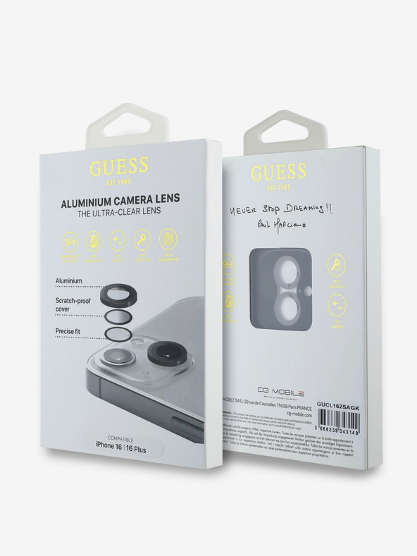 Guess Guess Lens Protector in metallo per iPhone 16/16 Plus Nero