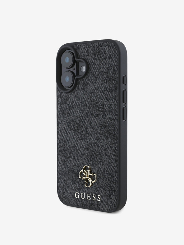 Guess Guess PU 4G Logo piccolo in metallo Custodia posteriore MagSafe per iPhone 16 Grigio