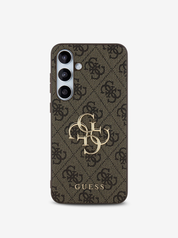 Guess Guess PU 4G Logo Cover posteriore in metallo per Samsung Galaxy S24 FE Marrone