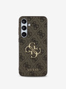 Guess Guess PU 4G Logo Cover posteriore in metallo per Samsung Galaxy S24 FE Marrone