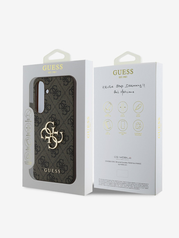 Guess Guess PU 4G Logo Cover posteriore in metallo per Samsung Galaxy S24 FE Marrone